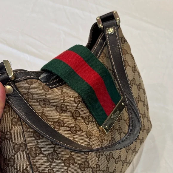 Authentic Gucci Beige and Brown GG Shoulder Bag - Picture 9 of 14